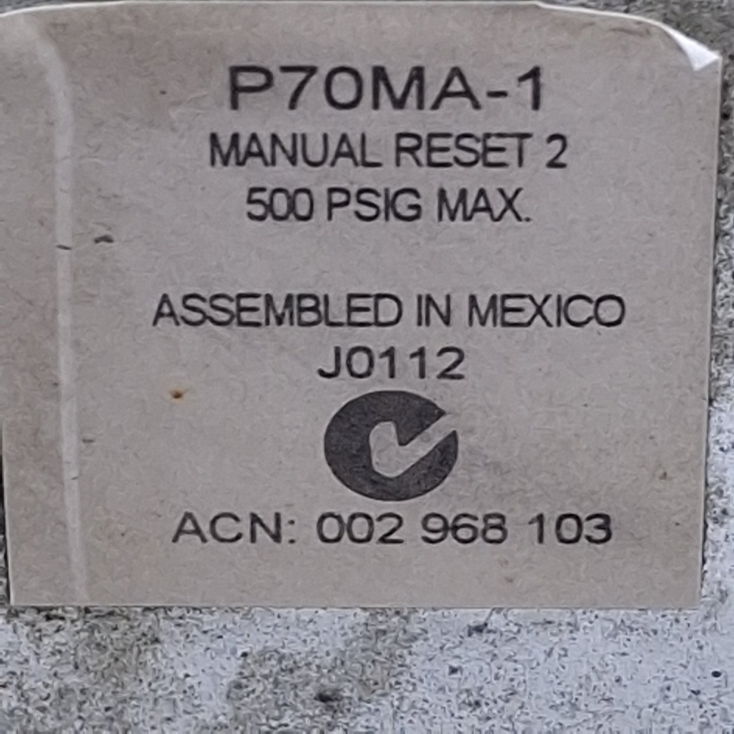 Used Johnson Controls P70MA-1 Dual Pressure Controls For Non-Corrosive Refrigerants