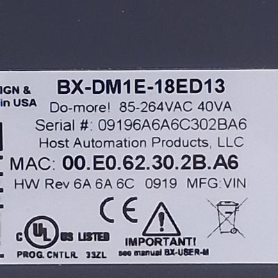Used Automation Direct BX-DM1E-18ED13 BRX Programmable Controller, 120-240VAC