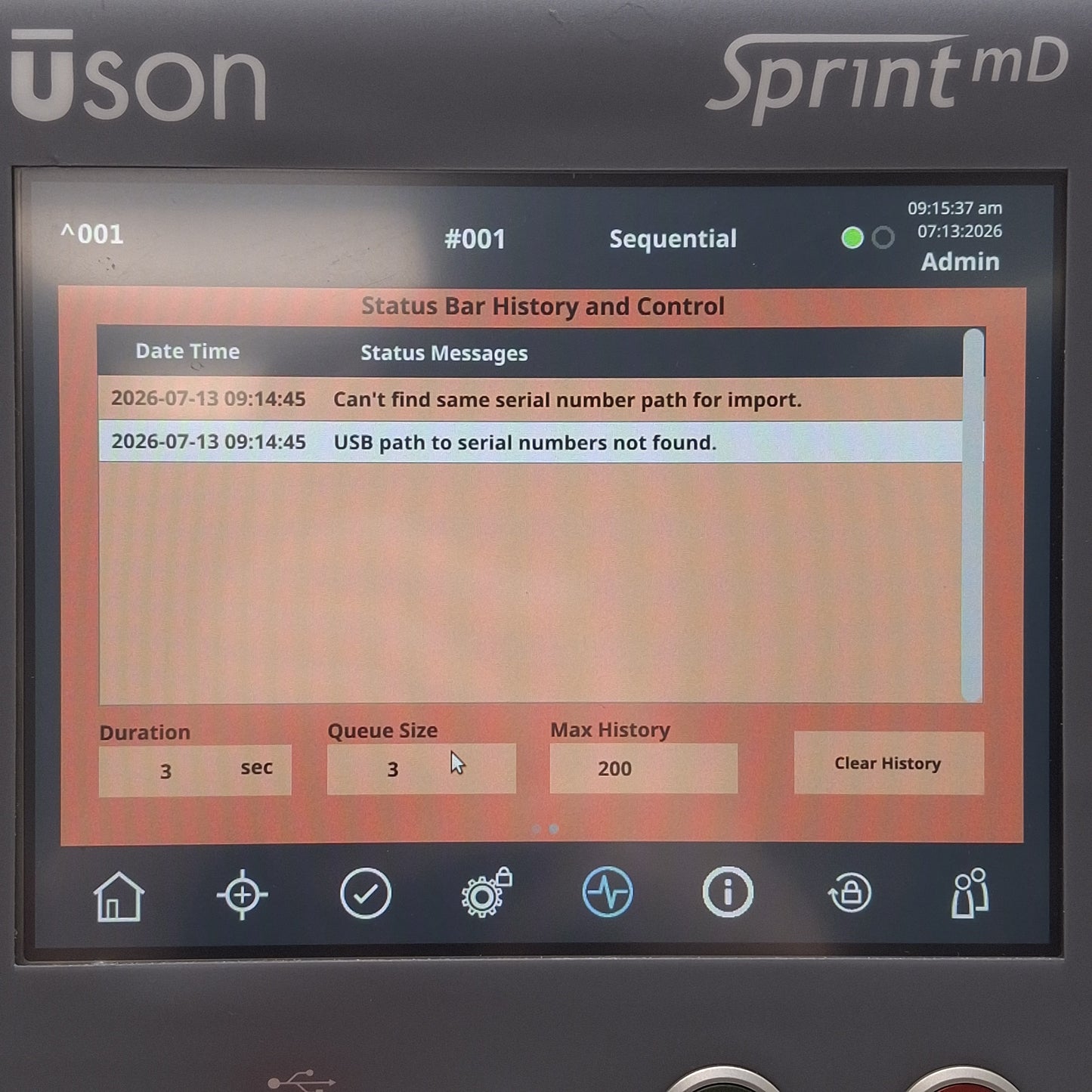 Used USON Sprint mD Single-Channel Leak Tester, Sequential Mode, 0-60psig / 0~-15psig