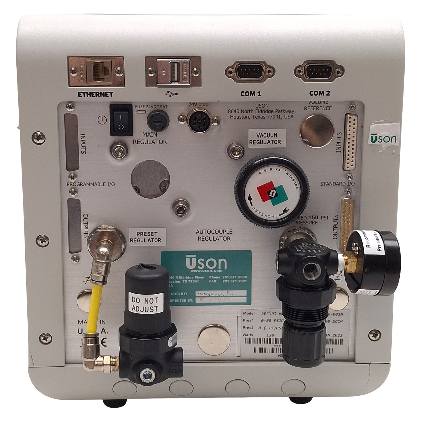 Used USON Sprint mD Single-Channel Leak Tester, Sequential Mode, 0-60psig / 0~-15psig