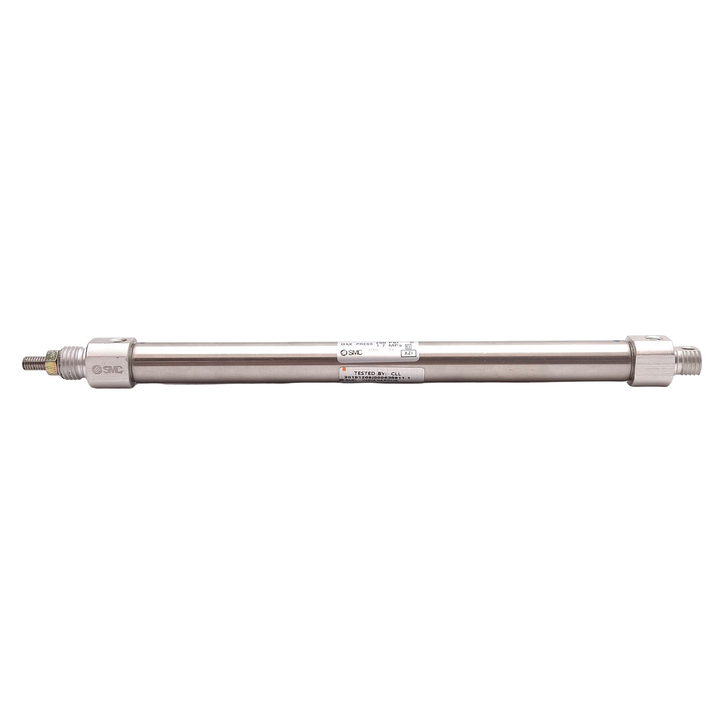 Used SMC NCDME044-0500 Stainless Steel Cylinder, ø7/16in Bore, 5in Stroke, 10-32 UNF