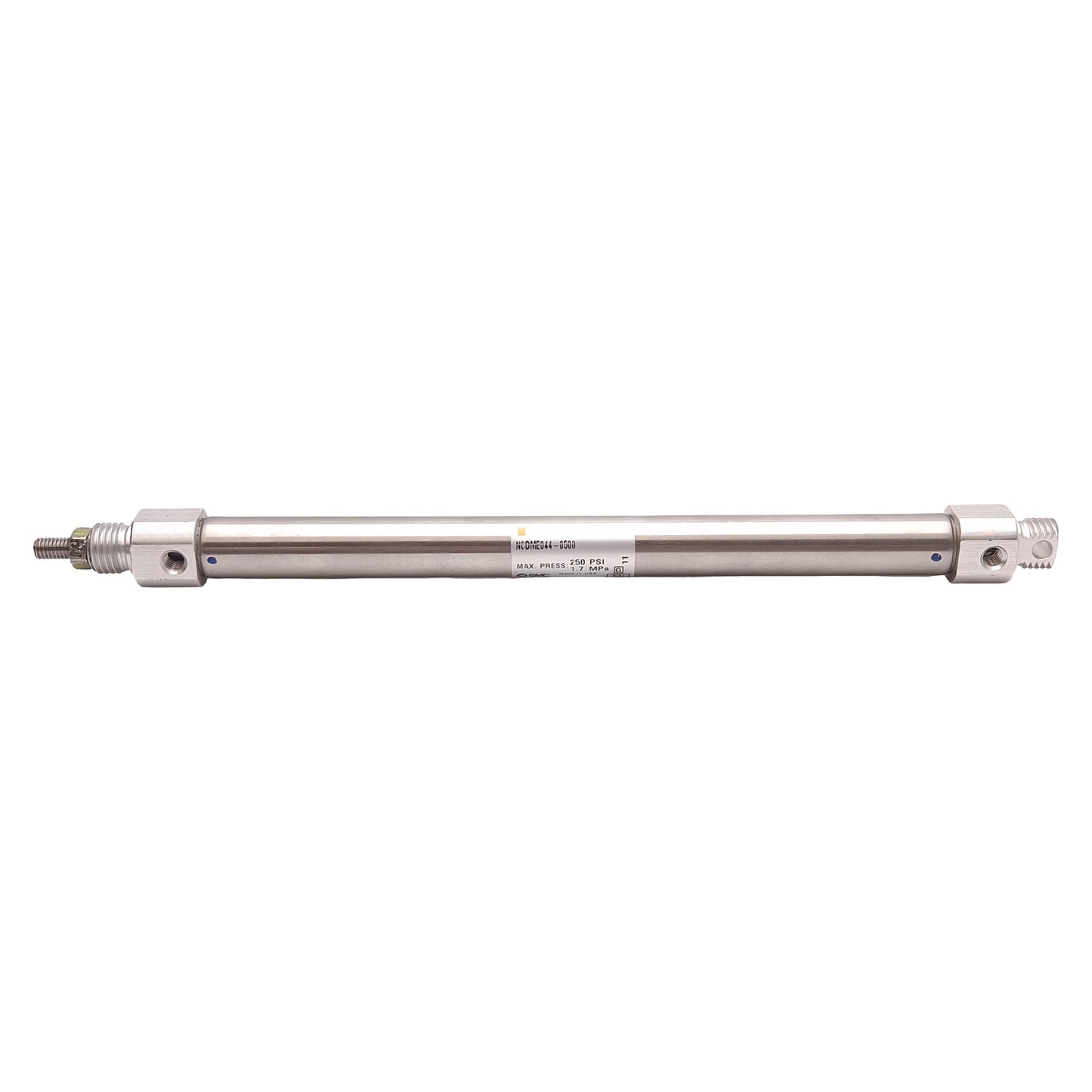 Used SMC NCDME044-0500 Stainless Steel Cylinder, ø7/16in Bore, 5in Stroke, 10-32 UNF