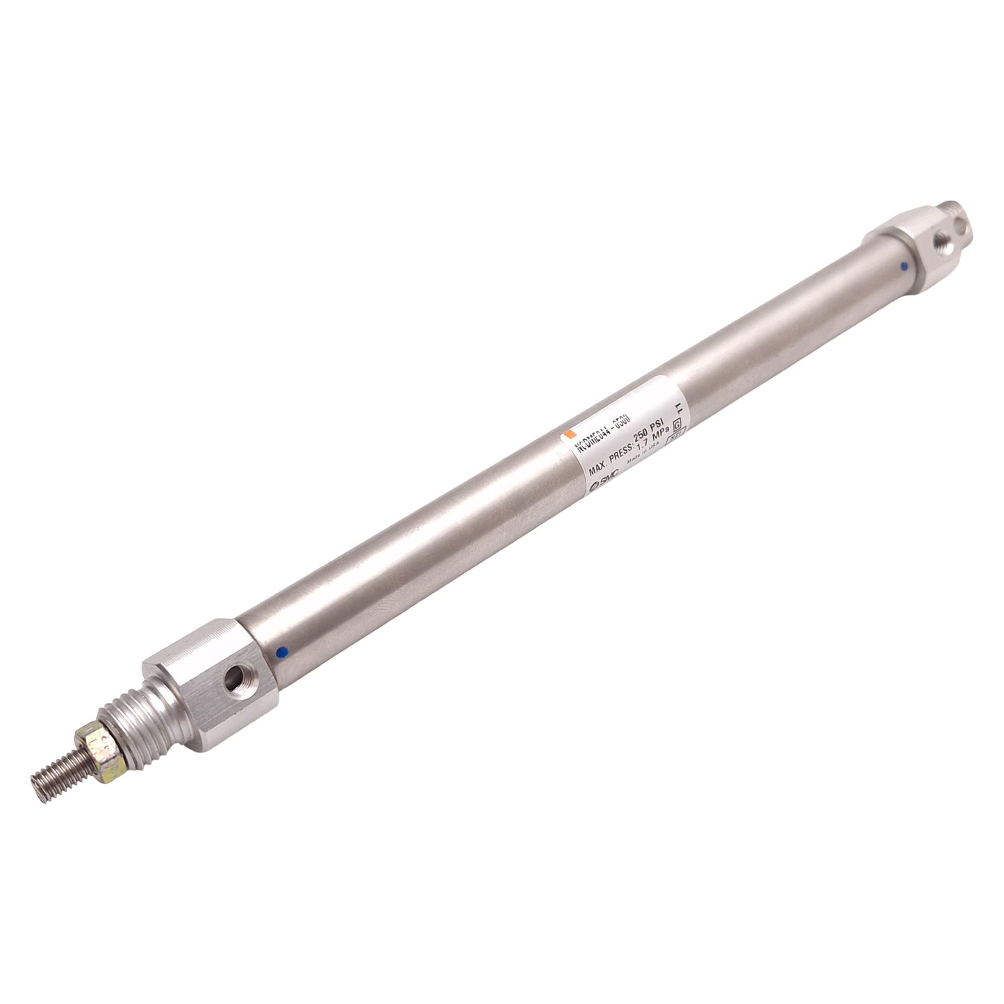 Used SMC NCDME044-0500 Stainless Steel Cylinder, ø7/16in Bore, 5in Stroke, 10-32 UNF