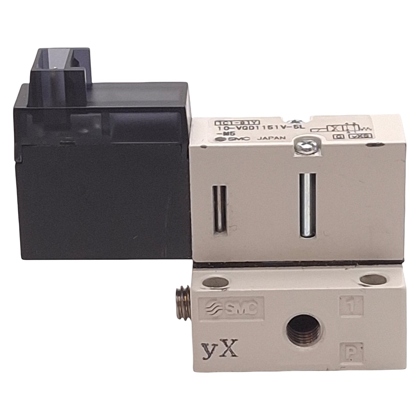 Used SMC 10-VQD1151V-5L-M5 Direct Poppet Valve, 4-Port, -101.2kPa~0.7MPa, 24VDC Coil