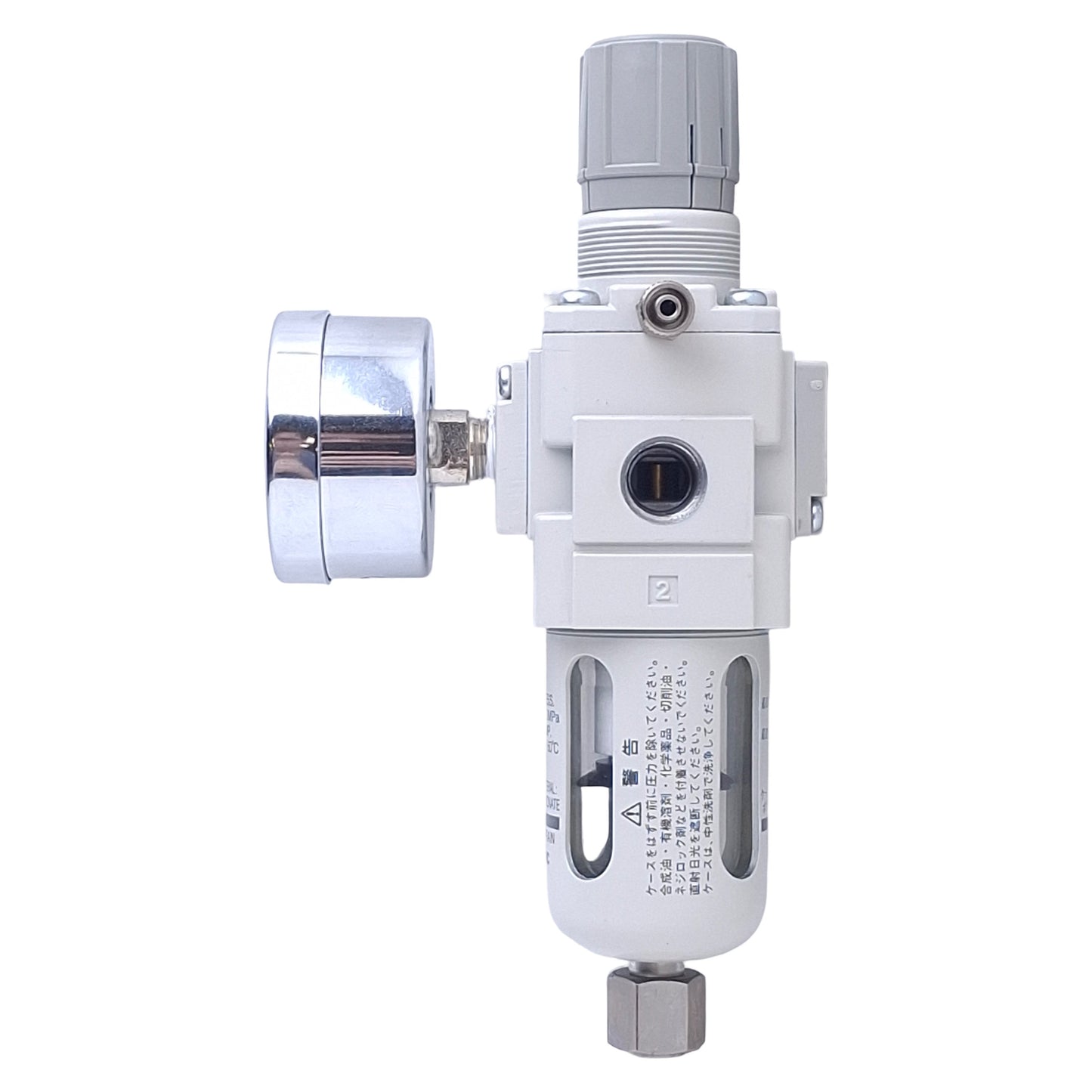 Used SMC 10-AW20-02G-CJN-B Filter Regulator w/Gauge, 0.05-0.85MPa, 1/4 NPT Ports, 5µm