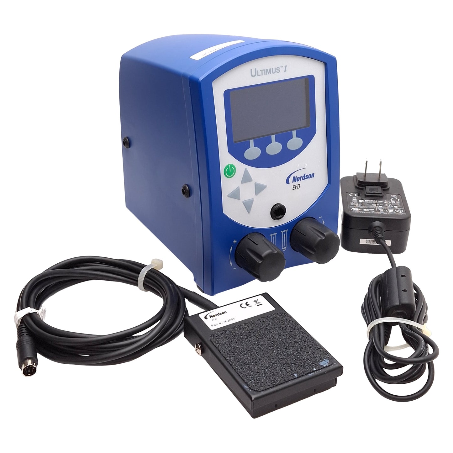 Used Nordson EFD 7017041 Ultimus I Fluid Dispenser w/ Foot Pedal & Adapter, 0-100psi