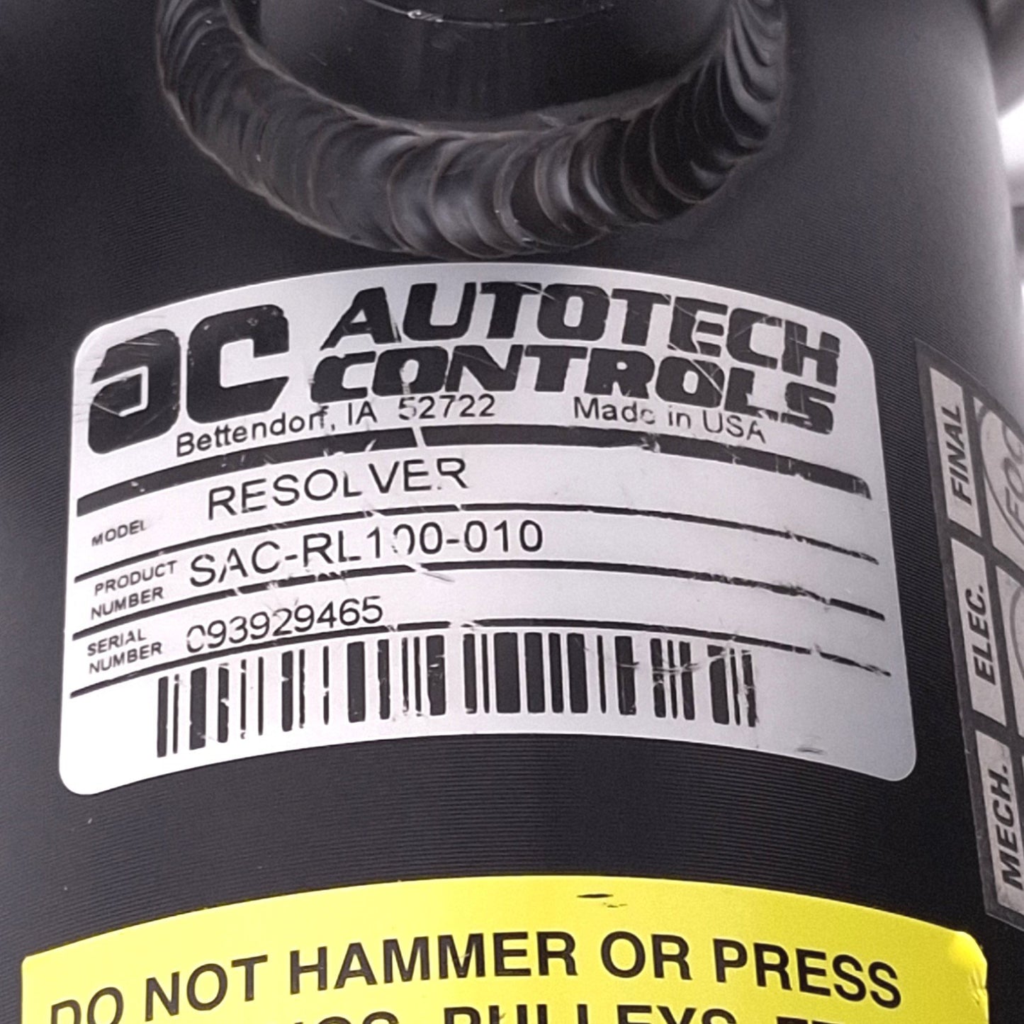 Used Autotech Controls SAC-RL100-010 Single Turn Resolver, 5000rpm Max, Size 40