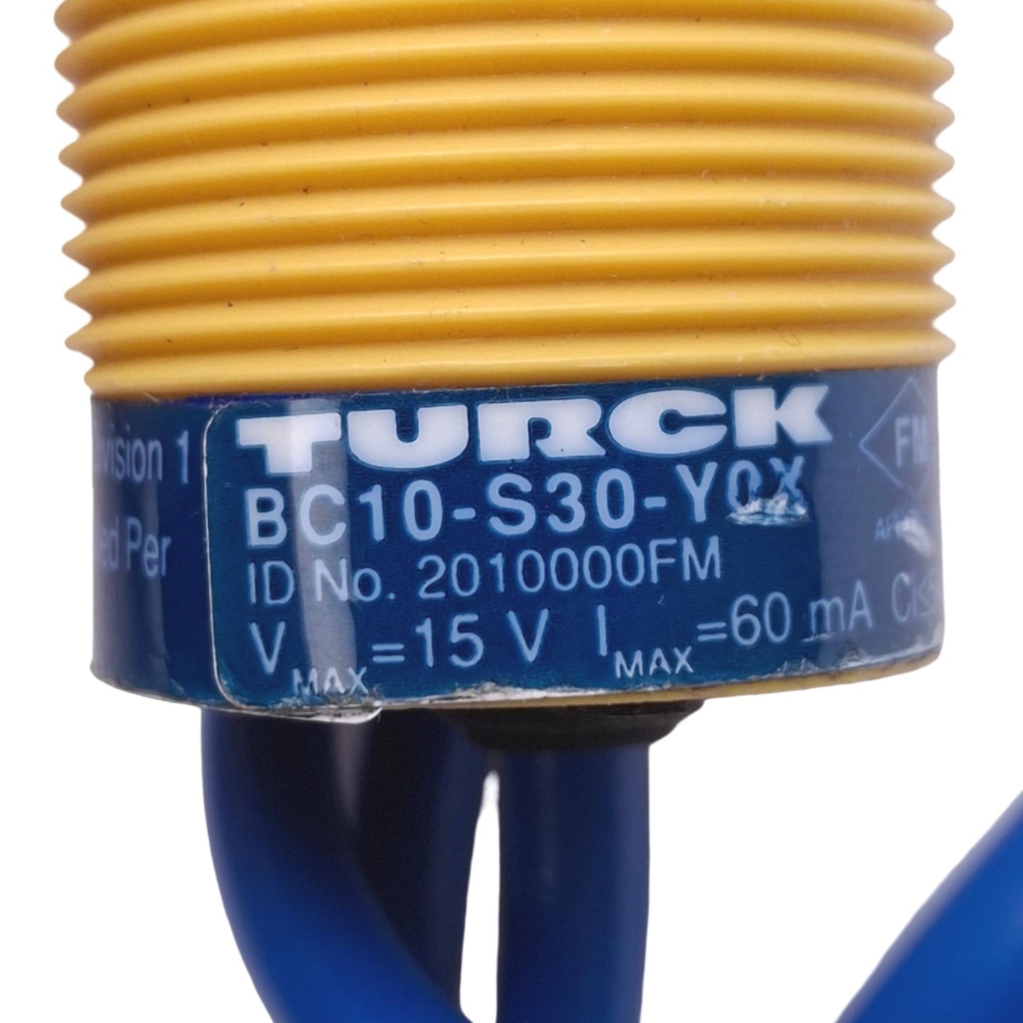 Used Turck BC10-S30-Y0X Proximity Sensor, 10mm Range, 15VDC, M30x1.5, M12 4-Pin