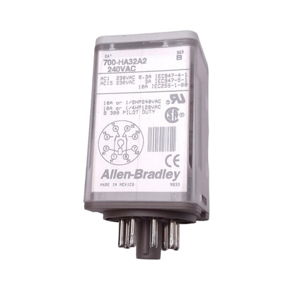 Used Allen Bradley 700-HA32A2 Relay, DPDT, 8-Pin Octal, 10A Max, 240VAC Coil