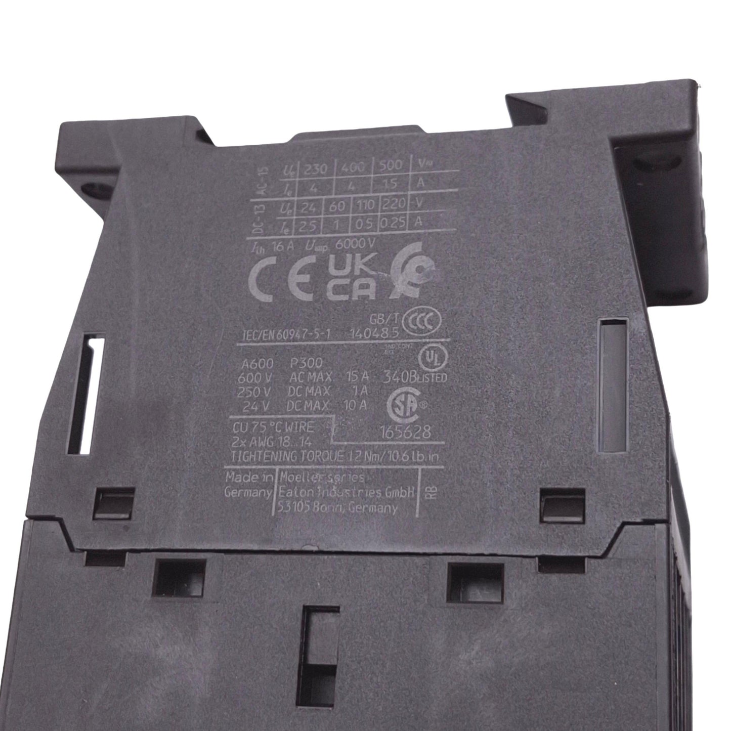 Used Eaton XTRE10B40TD Control Relay, 4-Pole NO, 1NO 1NC Aux, 10A Max, 24VDC Coil