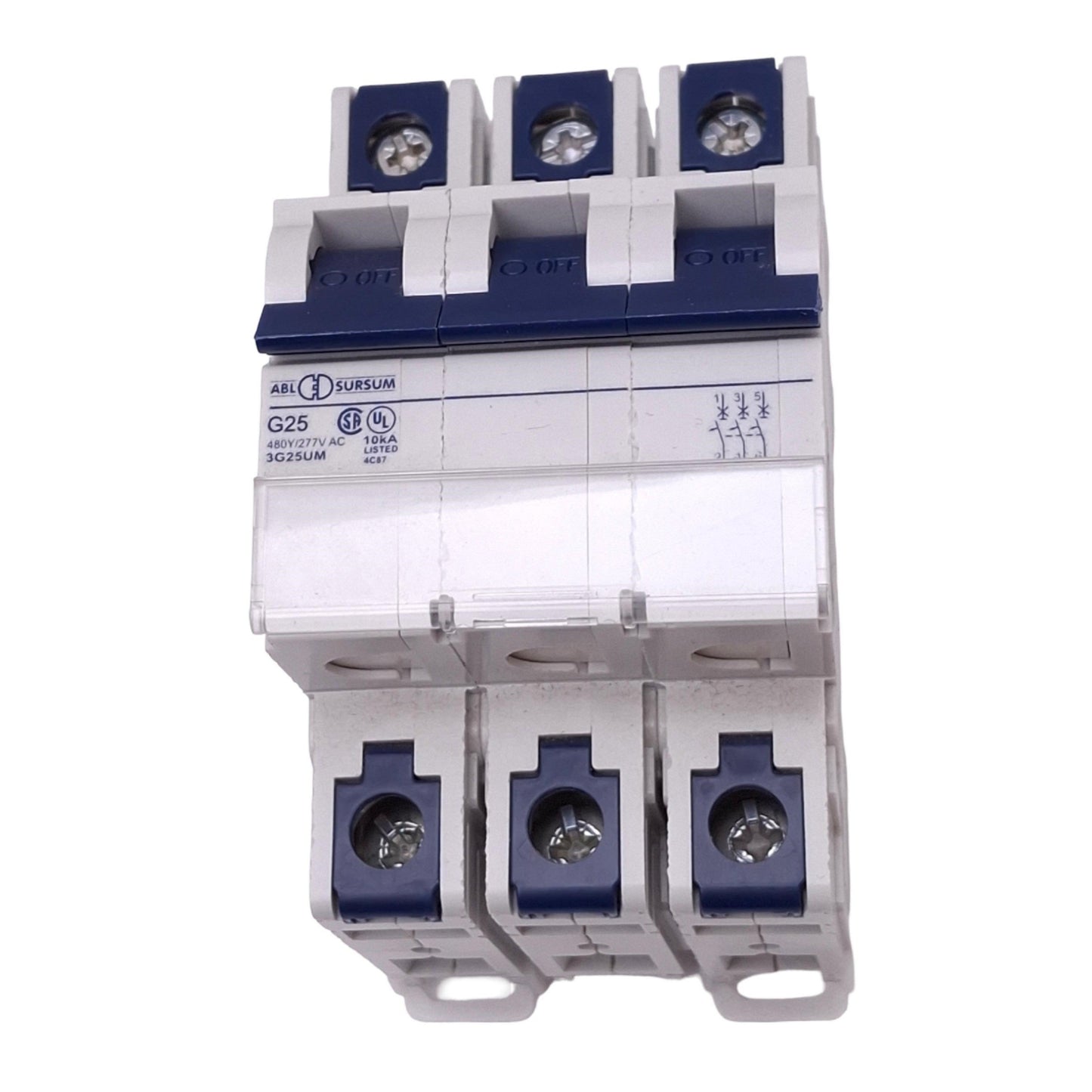 New Altech 3G25UM Circuit Breaker, 3-Pole, 25A, 480Y/277 VAC Max, DIN Rail