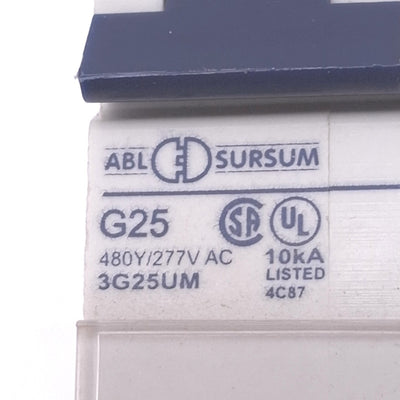 New Altech 3G25UM Circuit Breaker, 3-Pole, 25A, 480Y/277 VAC Max, DIN Rail