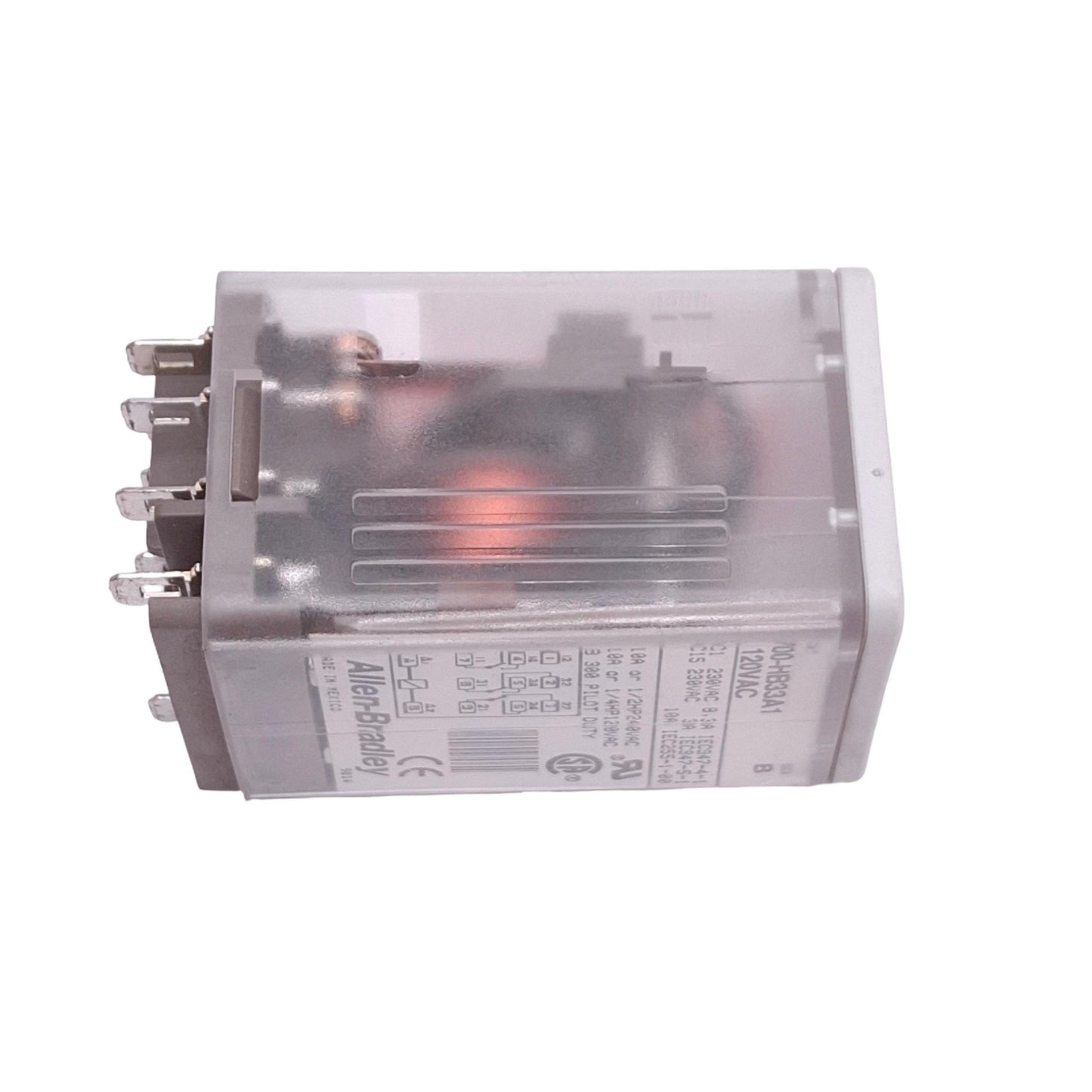 Used Allen Bradley 700-HA33A1 Relay, 3PDT, 11-Pin Blade, 10A Max, 120VAC Coil