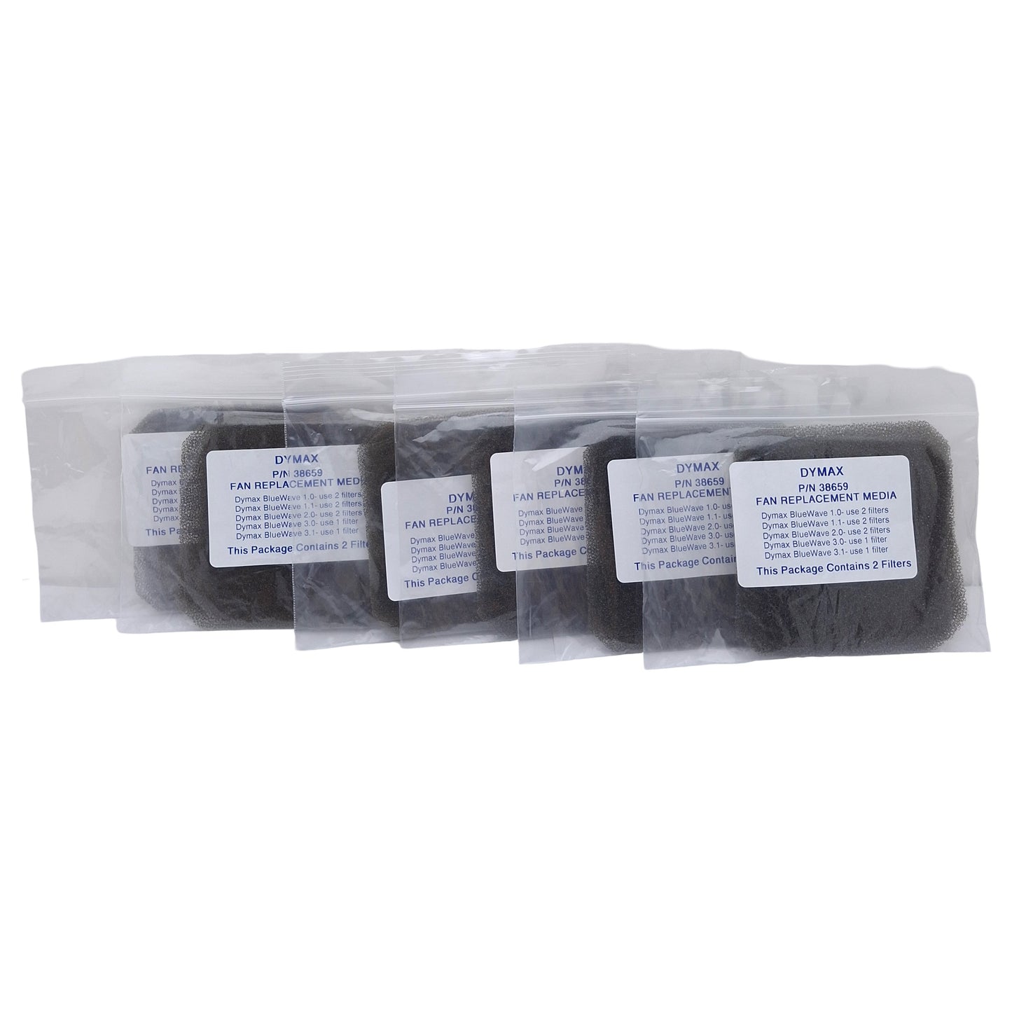 New Lot of 6 Dymax 38659 Replacement Fan Filters, 12-Filters, For BlueWave Lamps