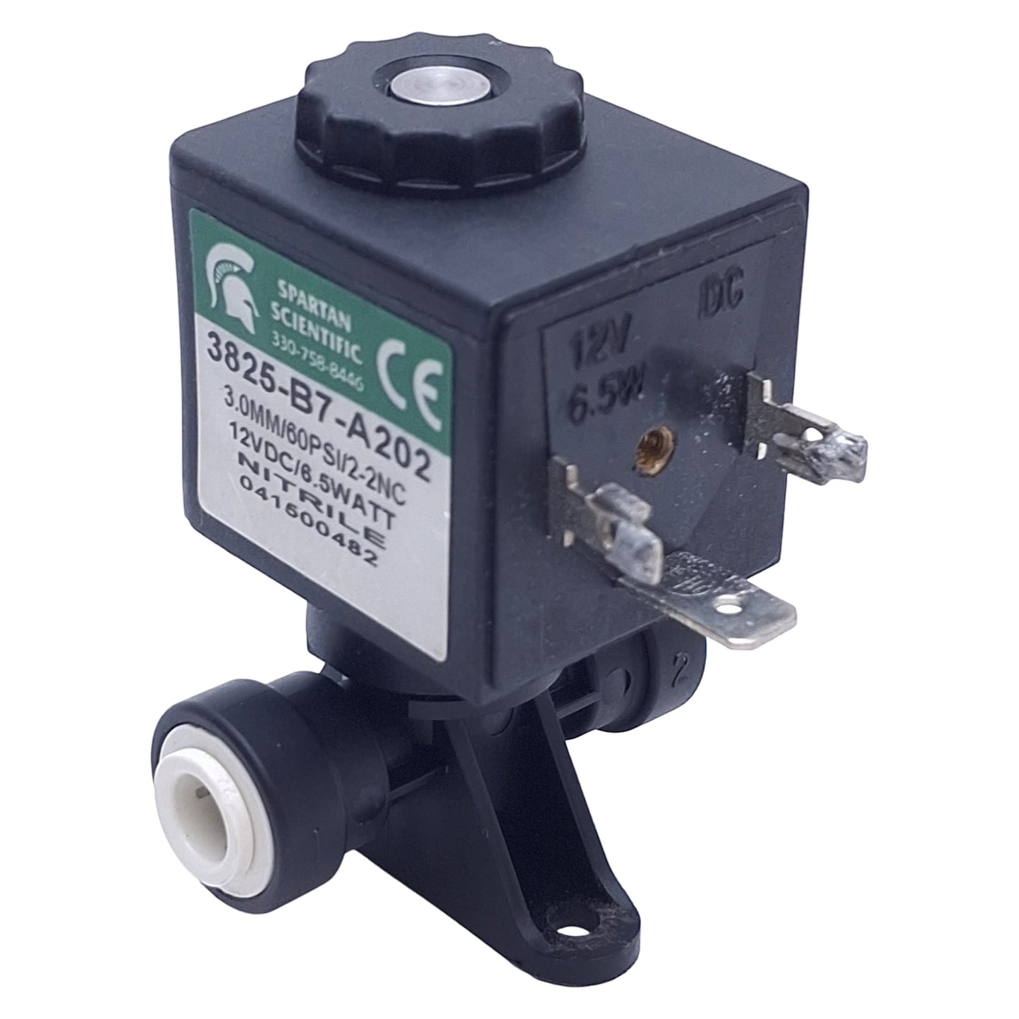 Used Spartan Scientific 3825-B7-A202 Solenoid Valve 2-Way, Vacuum-50psi,12VDC Coil