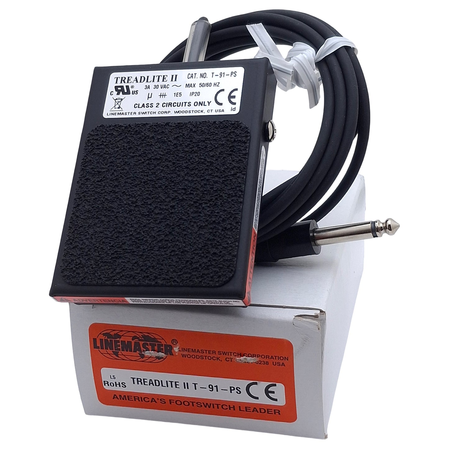 New Linemaster T-91-PS Momentary Foot Pedal Switch, SPDT, 3A 30VAC, 1/4in Mono Plug