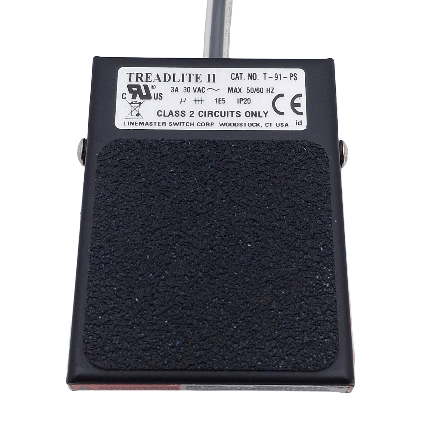 Used Linemaster T-91-PS Momentary Foot Pedal Switch, SPDT, 3A 30VAC, 1/4" Mono Plug