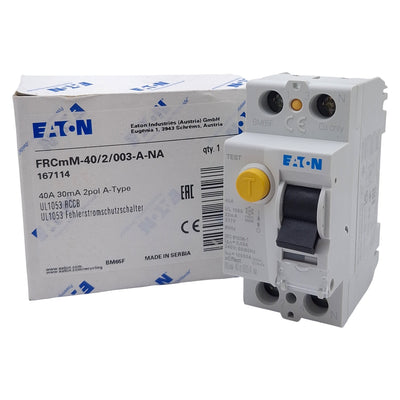 New Eaton FRCMM-40/2/003-A-NA Residual Current Circuit Breaker, 2P, 30mA, 40A 240VAC