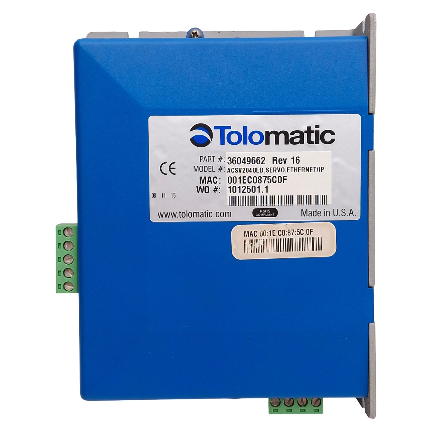 Used Tolomatic 36049662 ACSV2048ED Servo Drive/Controller, Ethernet/IP, 10A 10-60VDC