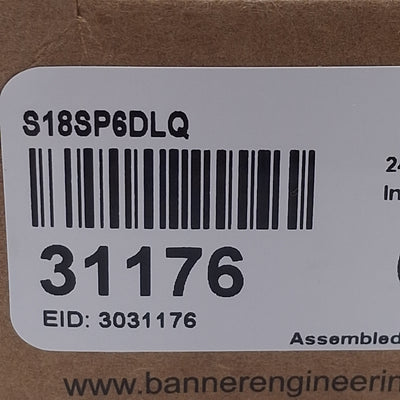 New Banner S18SP6DLQ Photoelectric Sensor, PNP, 300mm Range, 10-30VDC, 4-Pin M12