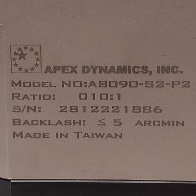Used Apex Dynamics AB090-010-S2-P2 Planetary Gearbox, 10:1, 4000rpm, ø22mm Shaft