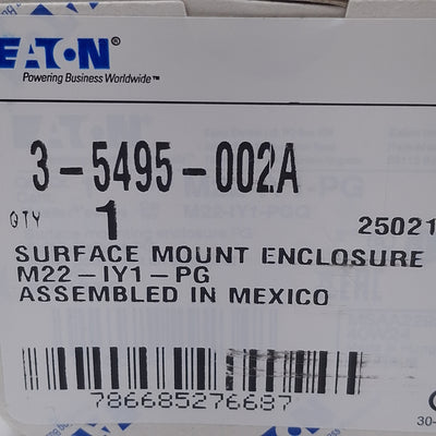 New Eaton M22-IY1-PG 3-5495-002A Emergency Stop Pushbutton Enclosure, M22, ø22.5mm
