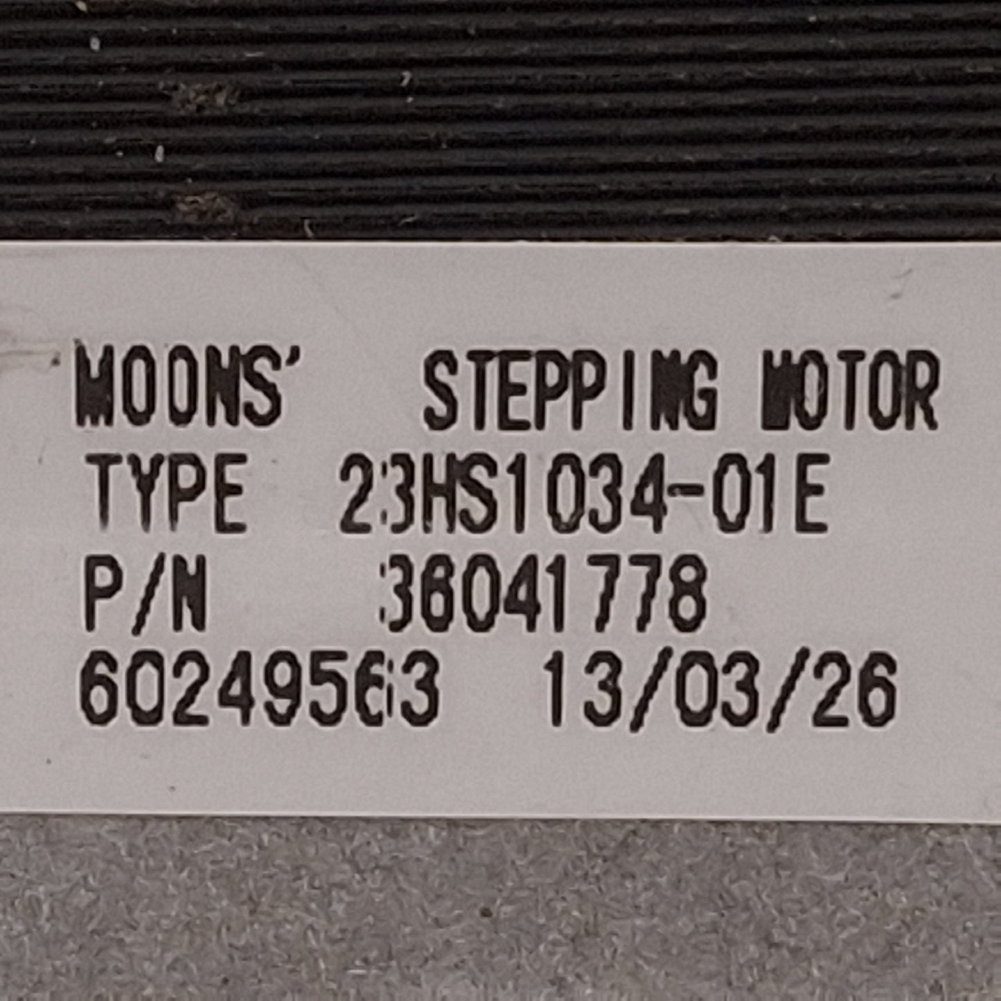 Used Moons 23HS1034-01E Stepper Motor, 1.8°, 2.1A, 500ppr, ø1/4in Shaft, NEMA 23