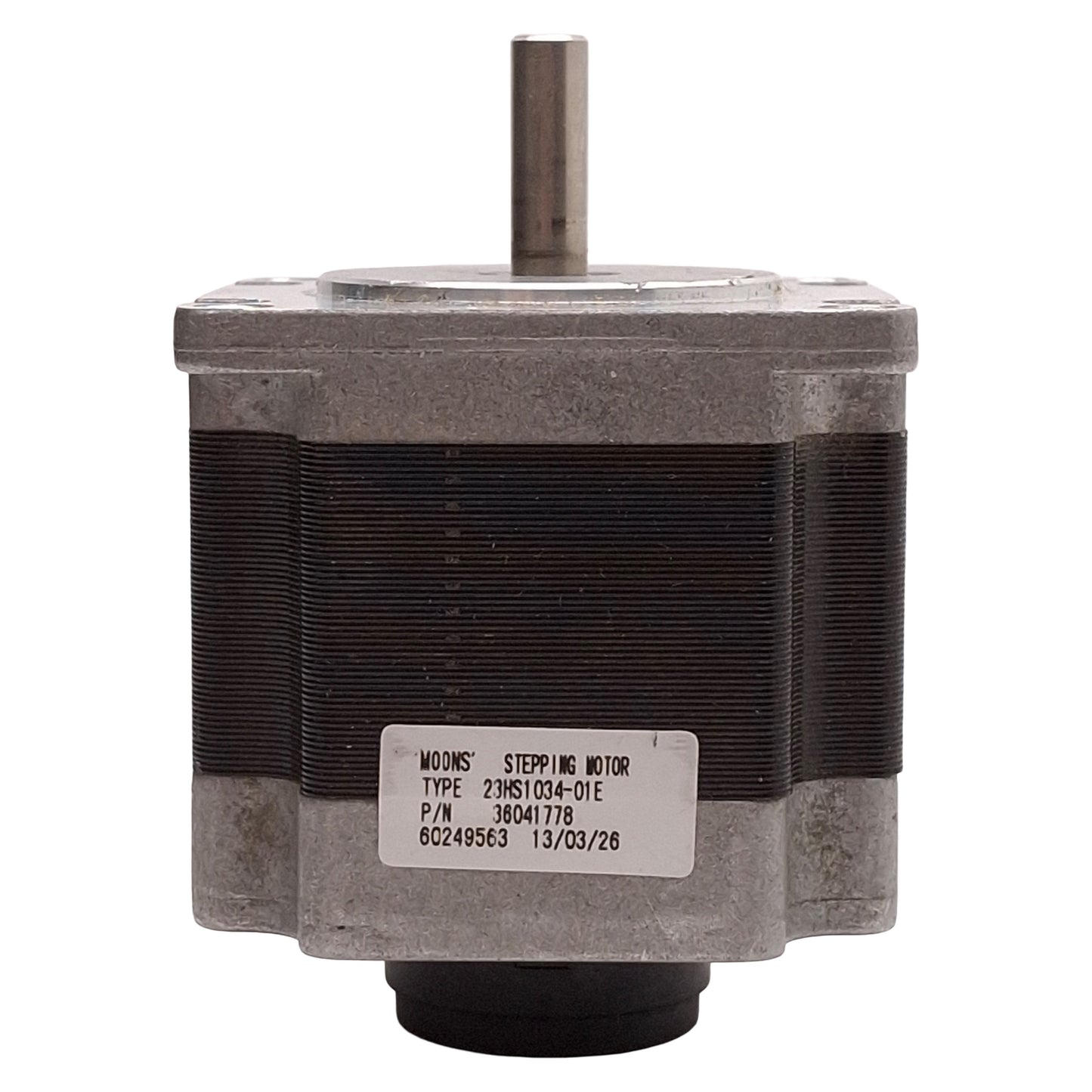 Used Moons 23HS1034-01E Stepper Motor, 1.8°, 2.1A, 500ppr, ø1/4in Shaft, NEMA 23