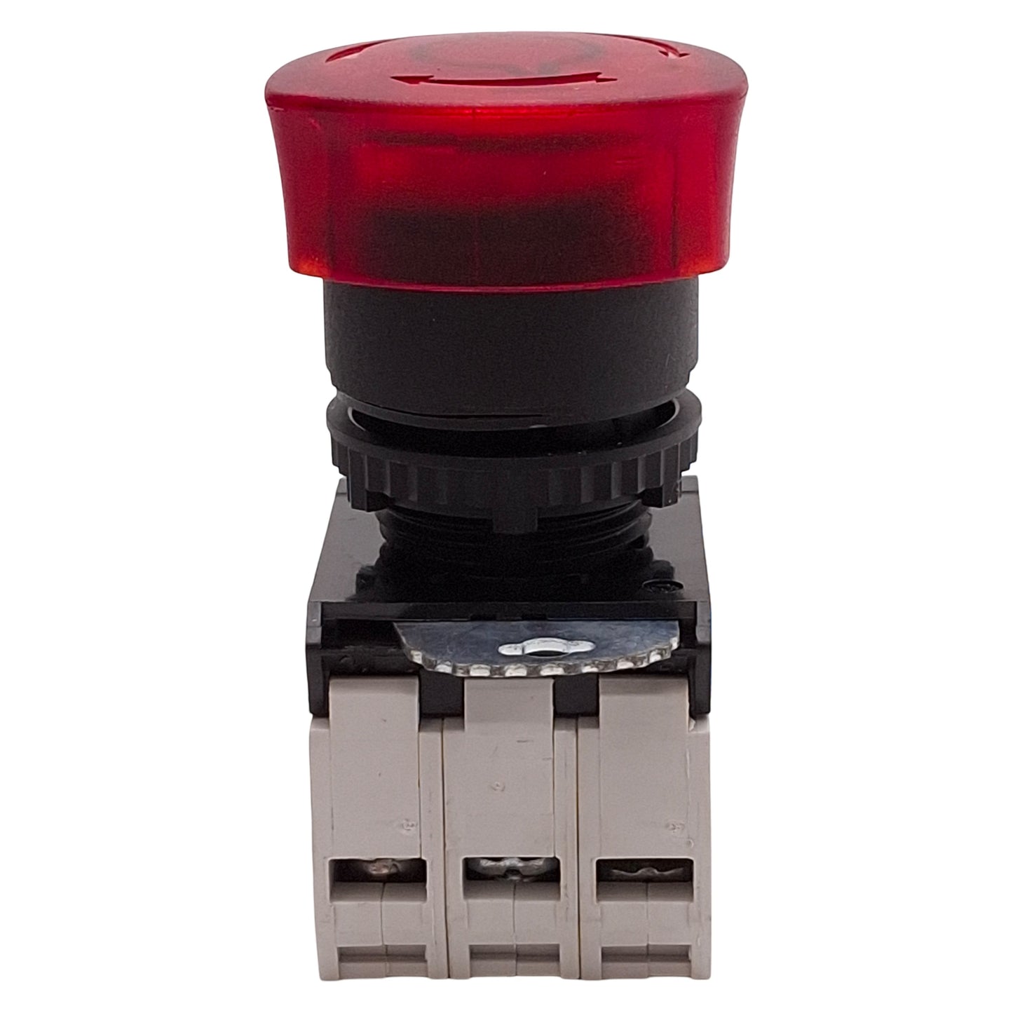 Used Baco L22EM10-3EARL11 Red Twist-Release E-Stop Pushbutton, 1NO+1NC, 24VAC/DC Lamp