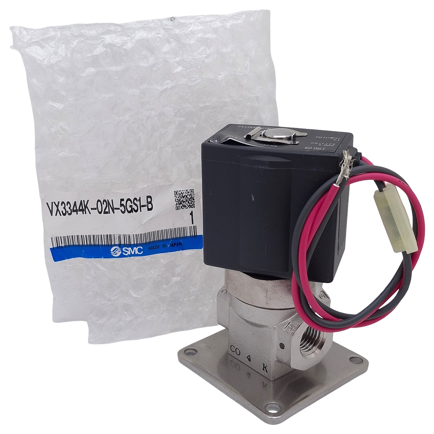 New SMC VX3344K-02N-5GS1-B Solenoid Valve, 1/4in NPT, 0.3/1.0MPa, 24VDC Coil