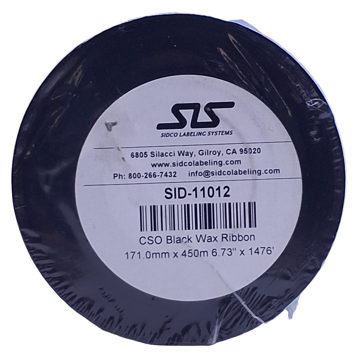 New Sidco Labeling Systems SID-11012 CSO Black Wax Ribbon 6.73in Width, 450m Length