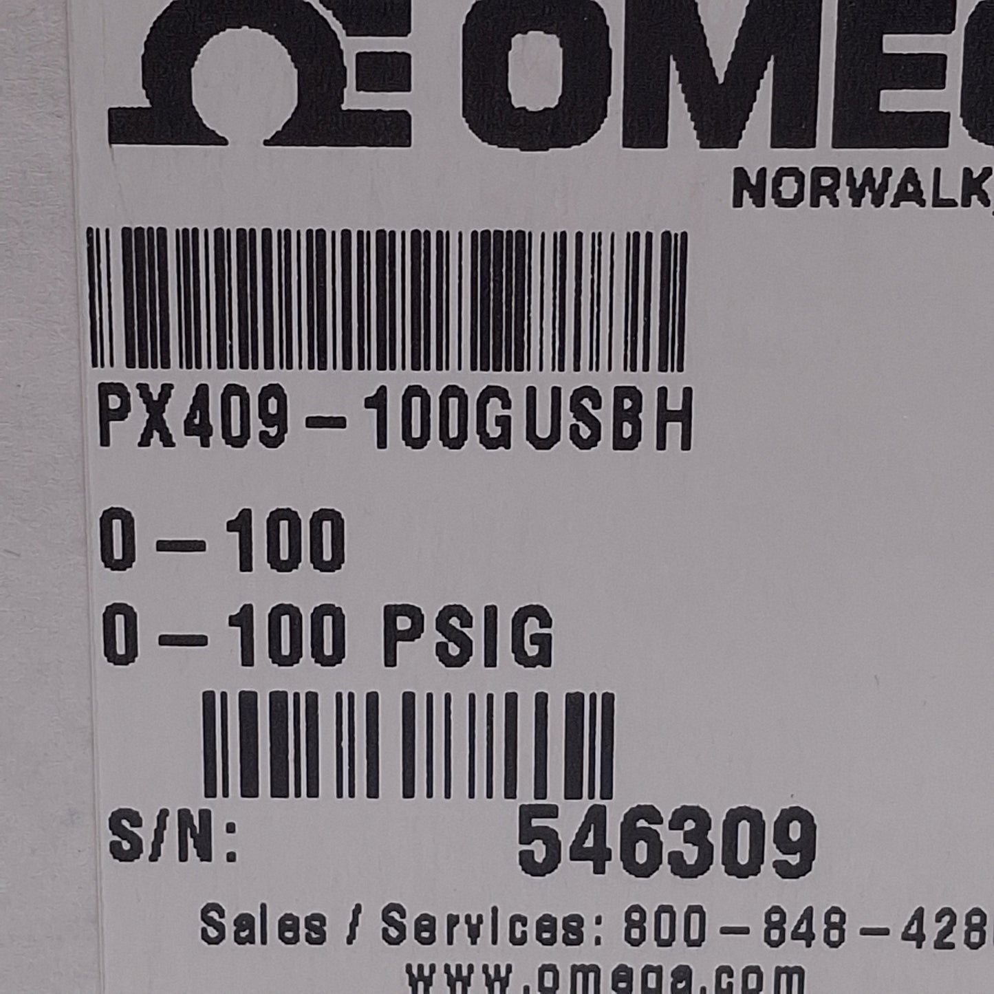 New Omega PX409-100GUSBH Pressure Transmitter 0-100psi Range, 1/4 NPT Port, USB, 2m