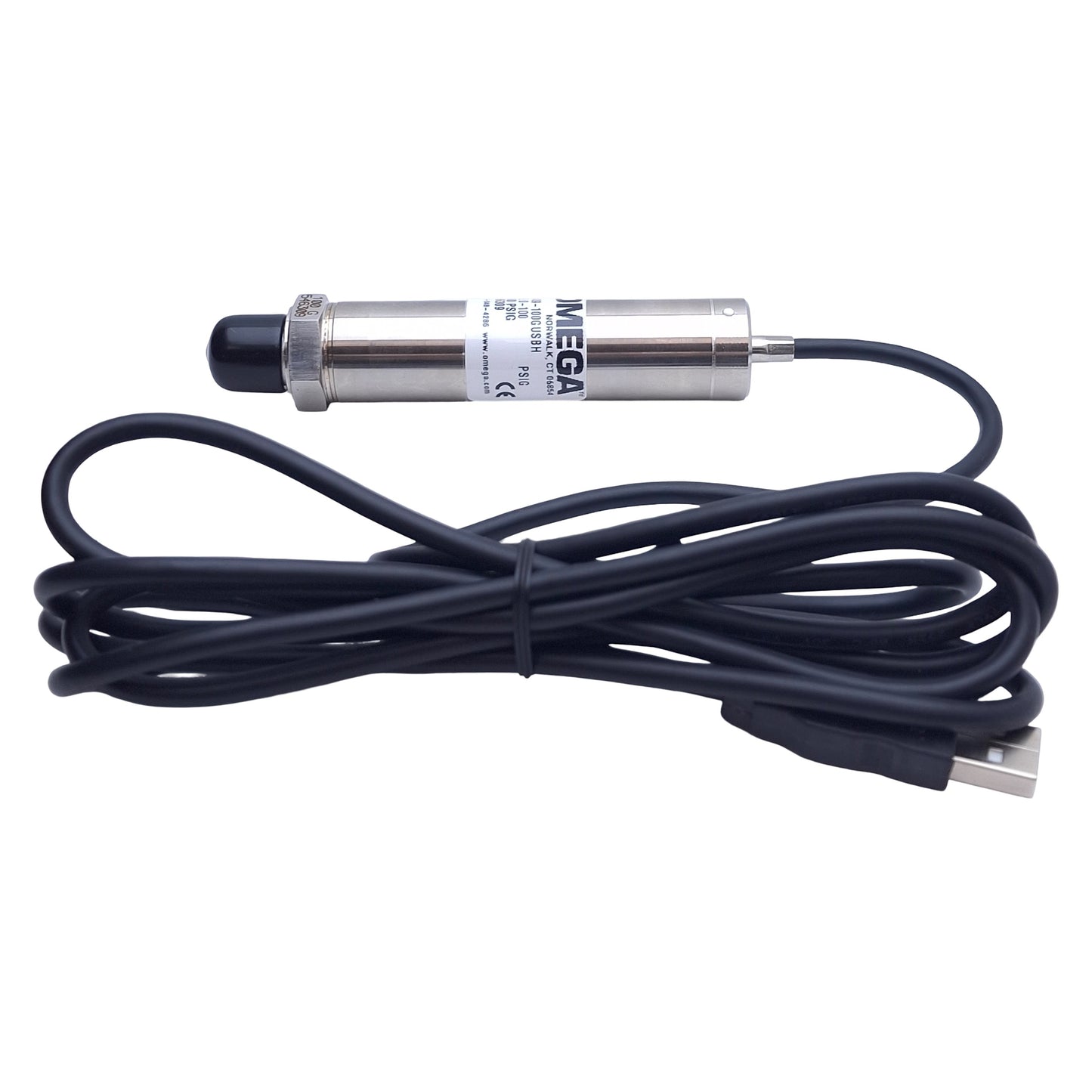 New Omega PX409-100GUSBH Pressure Transmitter 0-100psi Range, 1/4 NPT Port, USB, 2m