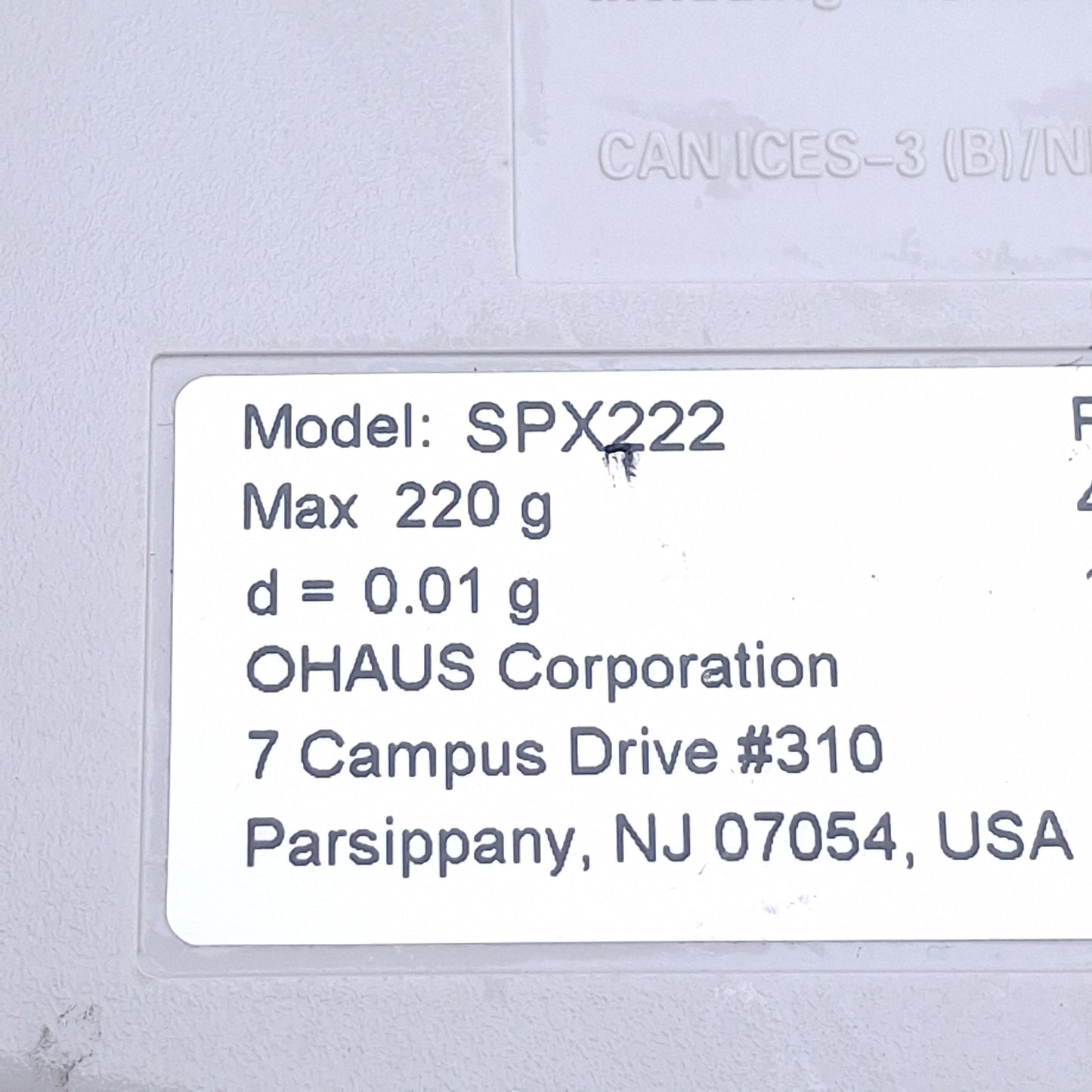 Used Ohaus SPX222 Scout Portable Balance, 220g Capacity, 5VDC, ø4.7in Pan, 22mm digit