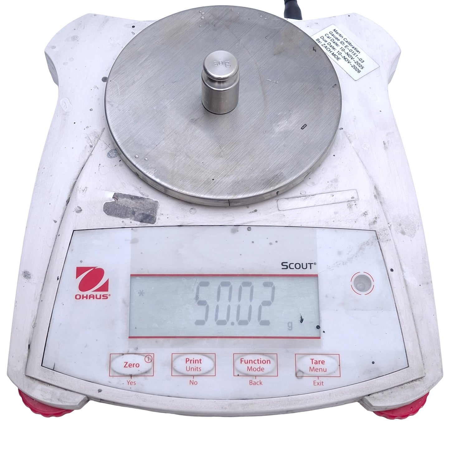 Used Ohaus SPX222 Scout Portable Balance, 220g Capacity, 5VDC, ø4.7in Pan, 22mm digit