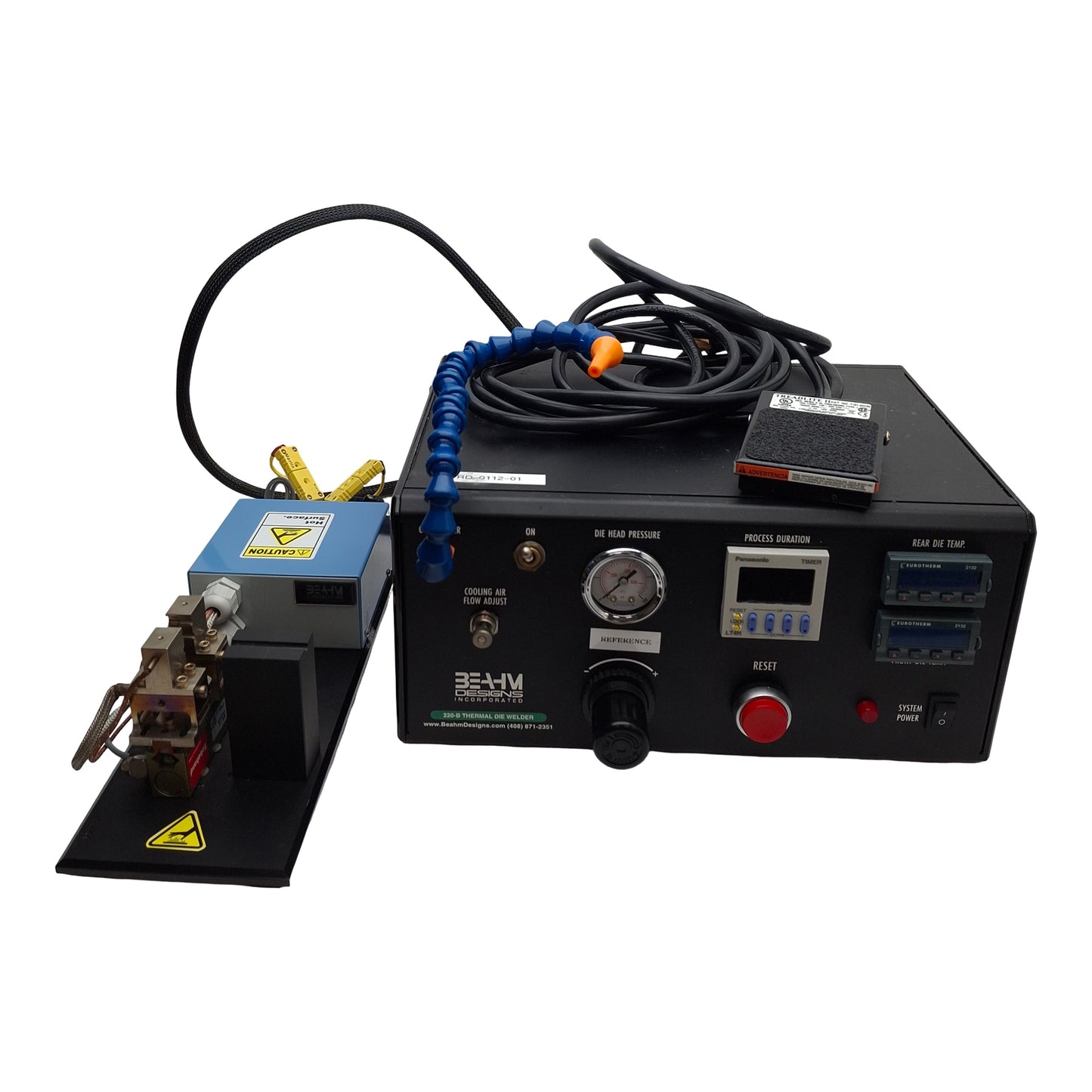 Used Beahm 220-B Thermal Die Bonder 200-500°F, 1-9999sec Timer, 0-100PSI, 120VAC