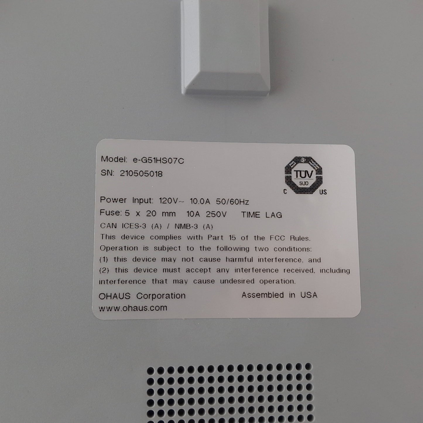 Used Ohaus e-G51HS07C Hotplate Stirrer, 60-1600RPM, 15Liters, 120VAC 10A, 7x7in