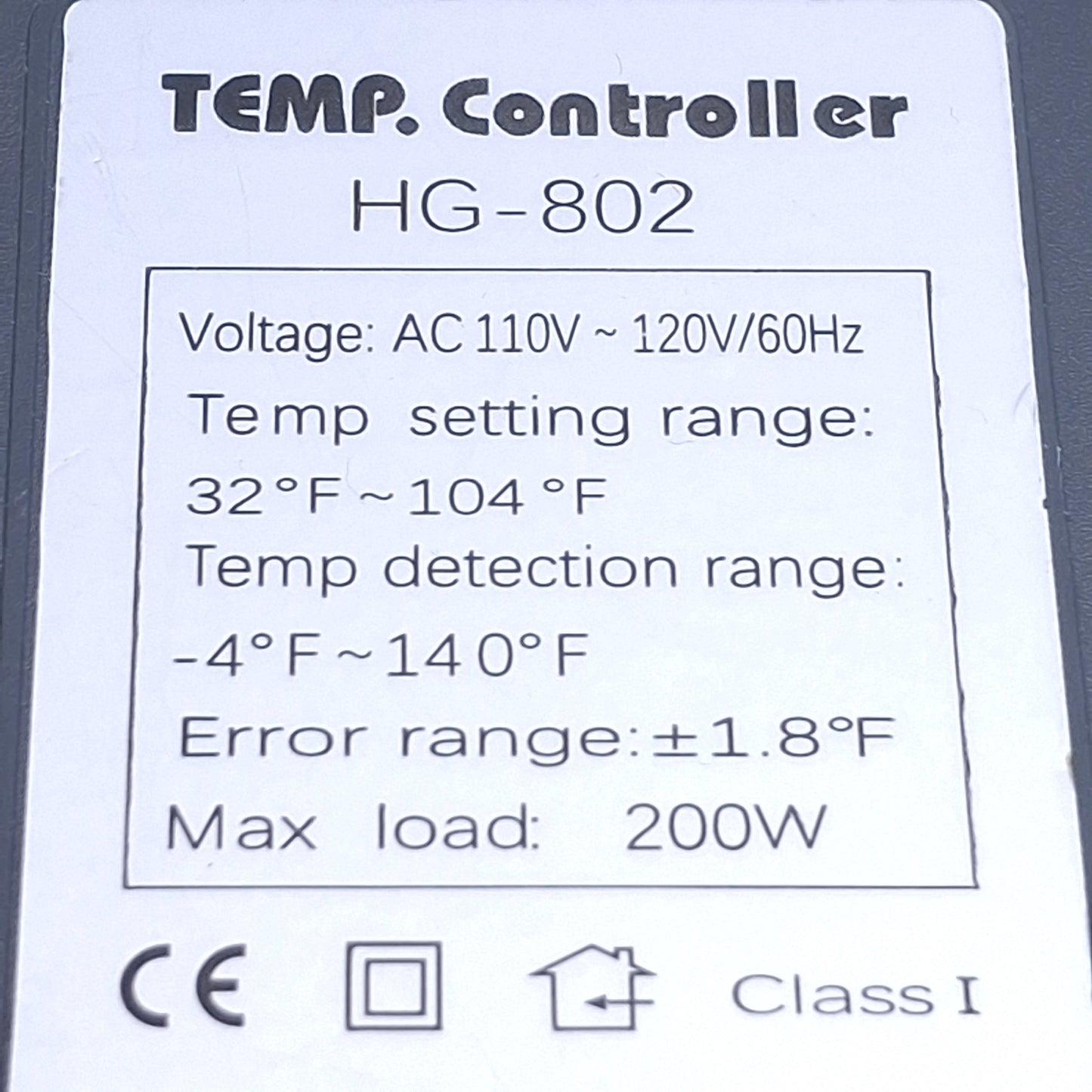 Used Hygger HG-802 Temperature Controller w/ Heater 110-120VAC, 100W, 5.5ft Cord