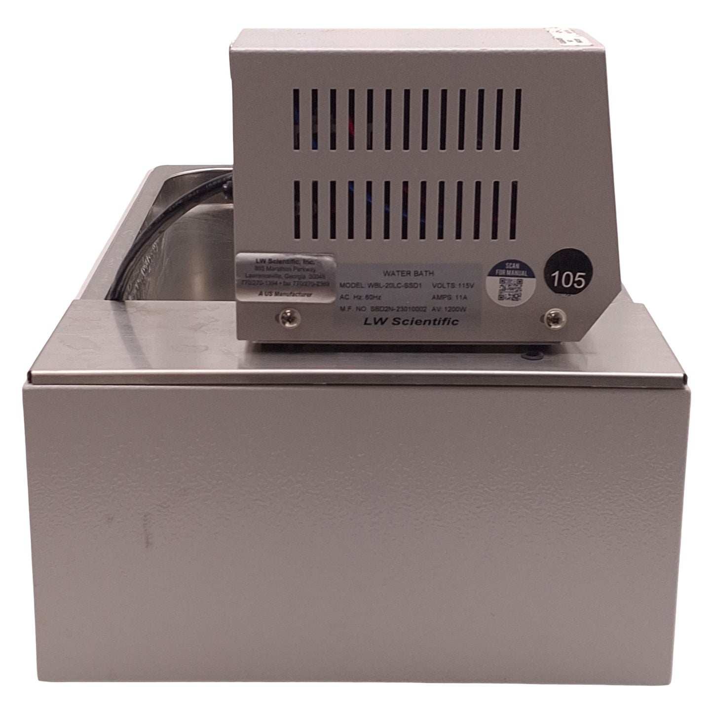 Used LW Scientific WBL-20LC-SSD1 Digital Heated Water Bath 110VAC, 5° to 100°C, 20L