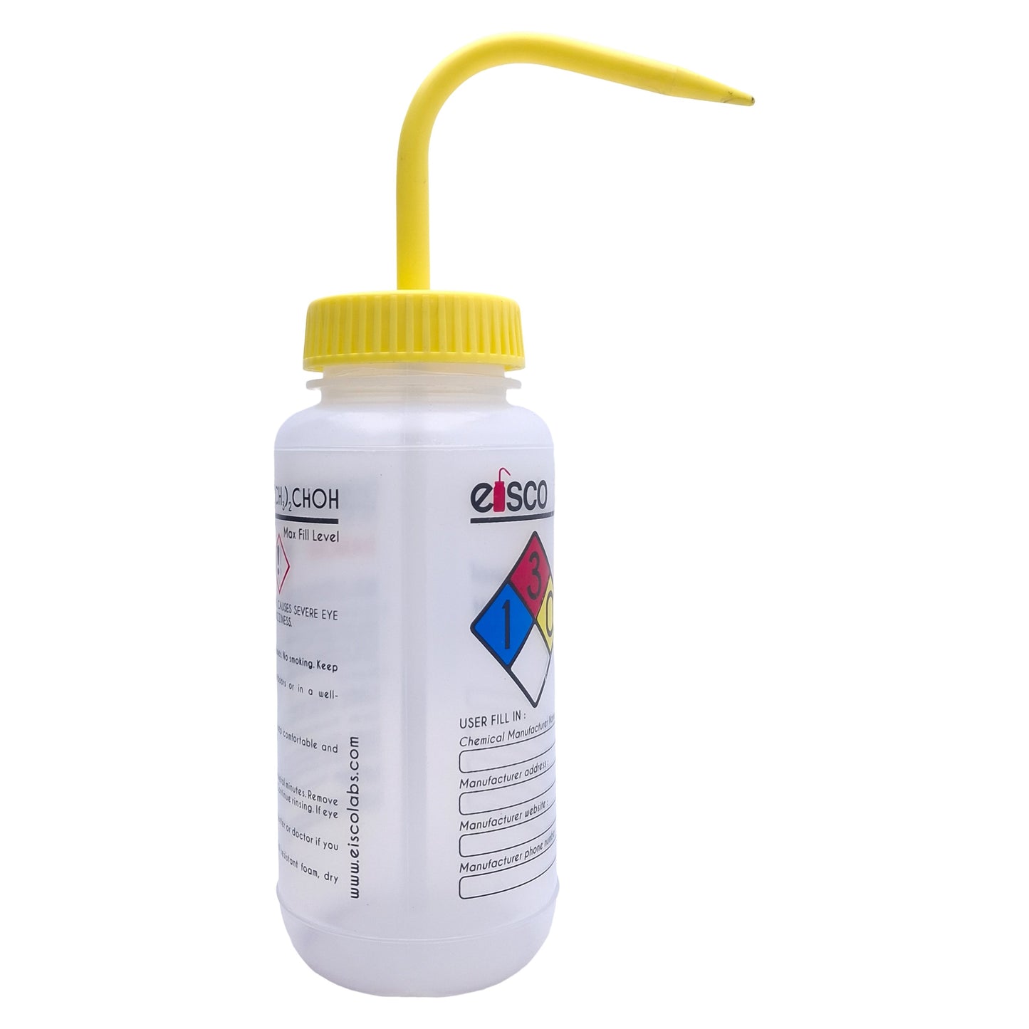 Used Lot of 3 Eisco Labs CHWB1030 Plastic Wash Bottle For LDPE, 500ml Capacity