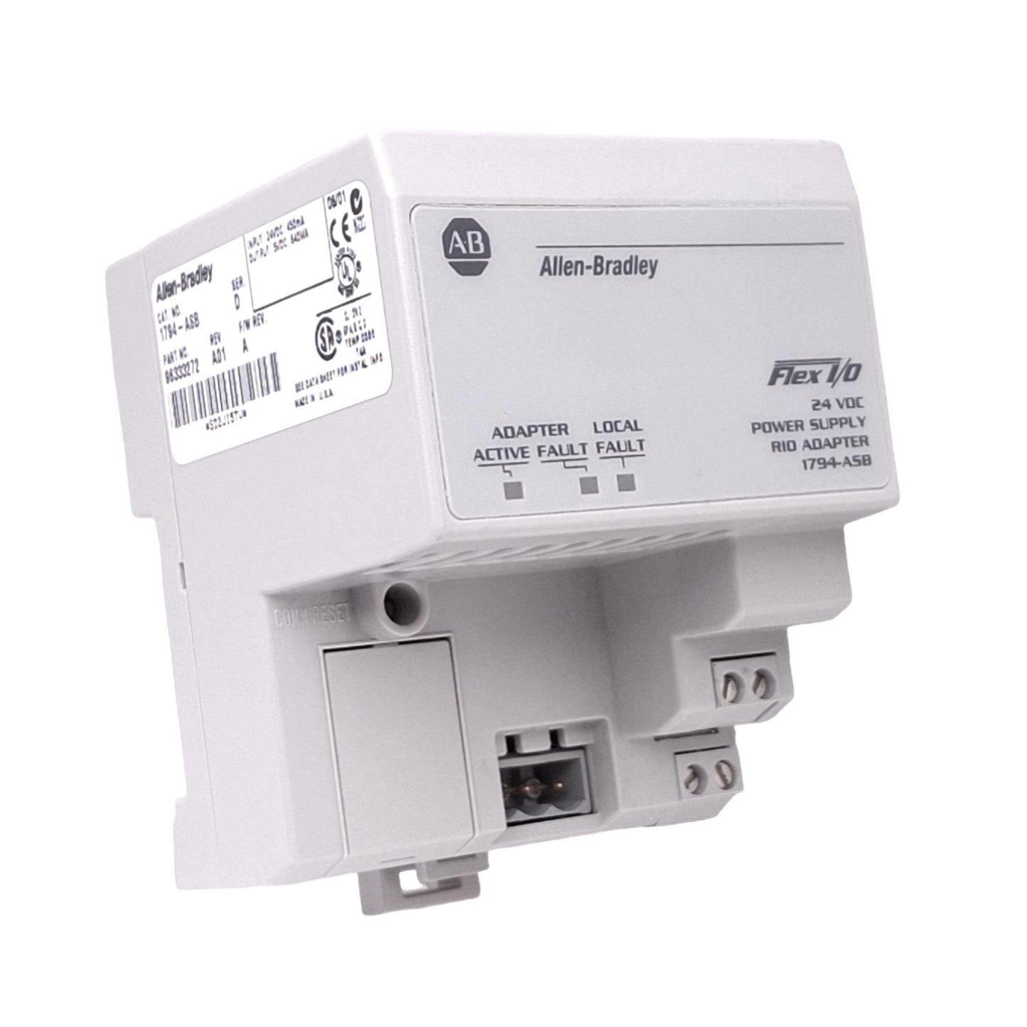 Used Allen Bradley 1794-ASB FLEX I/O Remote Adapter, 8-Module, 24VDC In, 5VDC Out