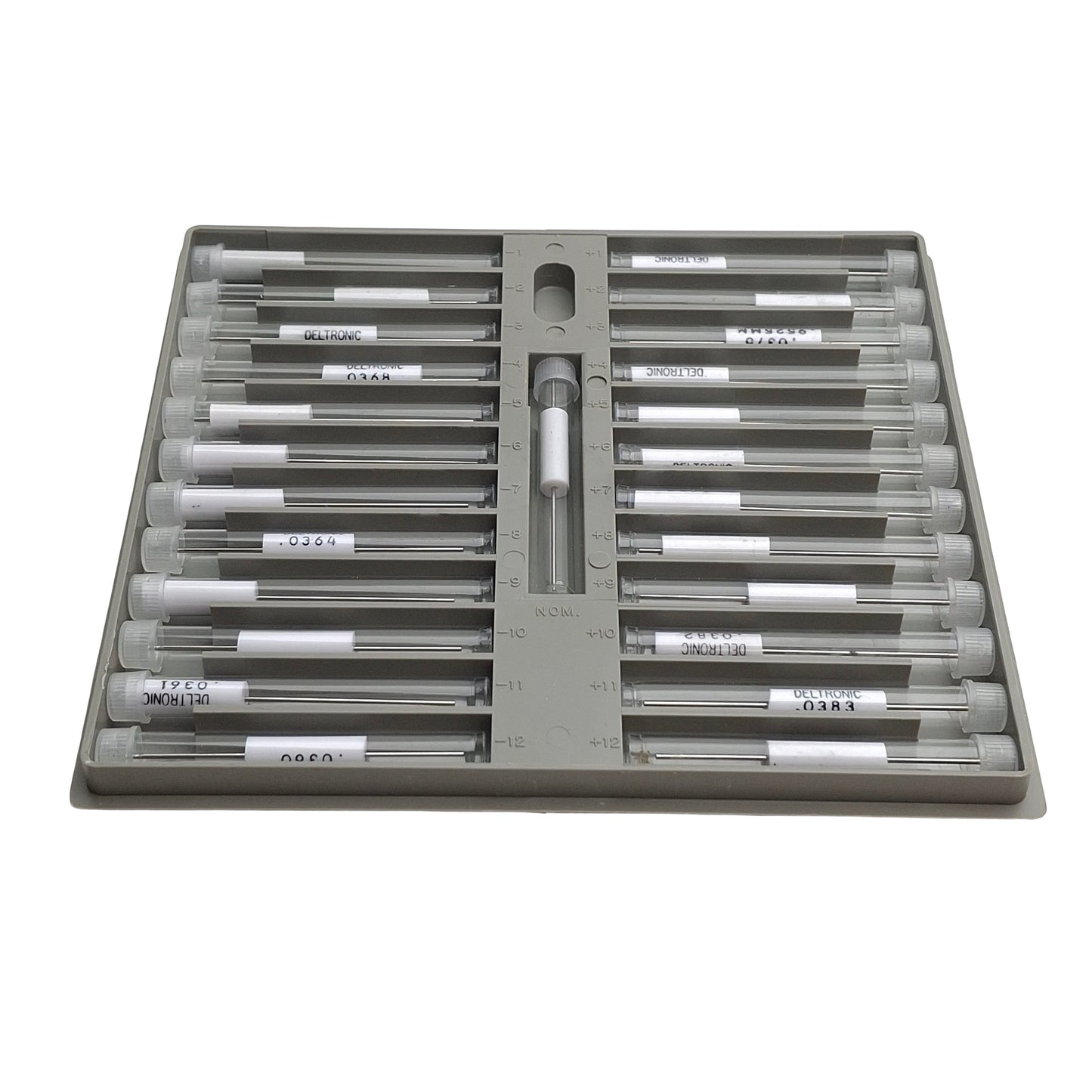 Used Deltronics TP25.0372 Precision Pin Gage Set, 0.0360in to 0.0384in, Class X