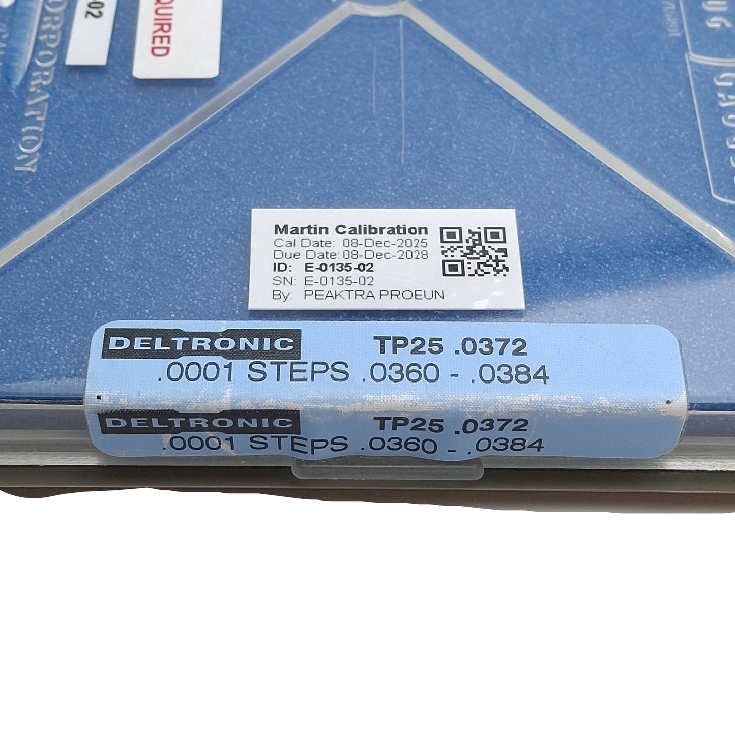 Used Deltronics TP25.0372 Precision Pin Gage Set, 0.0360in to 0.0384in, Class X