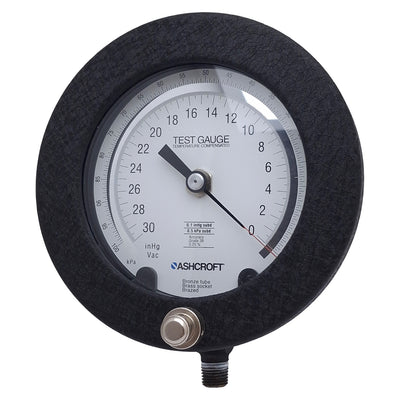 Used Ashcroft 451082AS02L30IMV&100KPA Test Gauge, ø4.5in Dial, 0-30inHg/0-100kPa