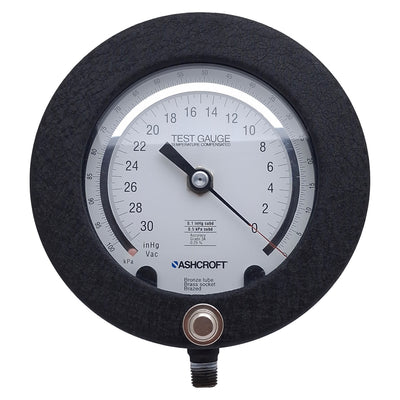 Used Ashcroft 451082AS02L30IMV&100KPA Test Gauge, ø4.5in Dial, 0-30inHg/0-100kPa