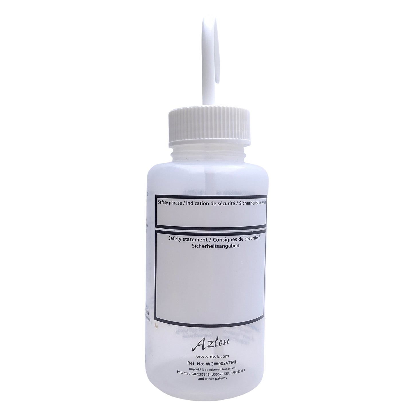 Used Lot of 3 Azlon WGW002VTML Plastic Wash Bottle For LDPE, 500ml Capacity