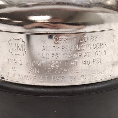 Used Alloy Products Corp General Purpose Pressure Vessel, 1gal, Electropolish, T-304