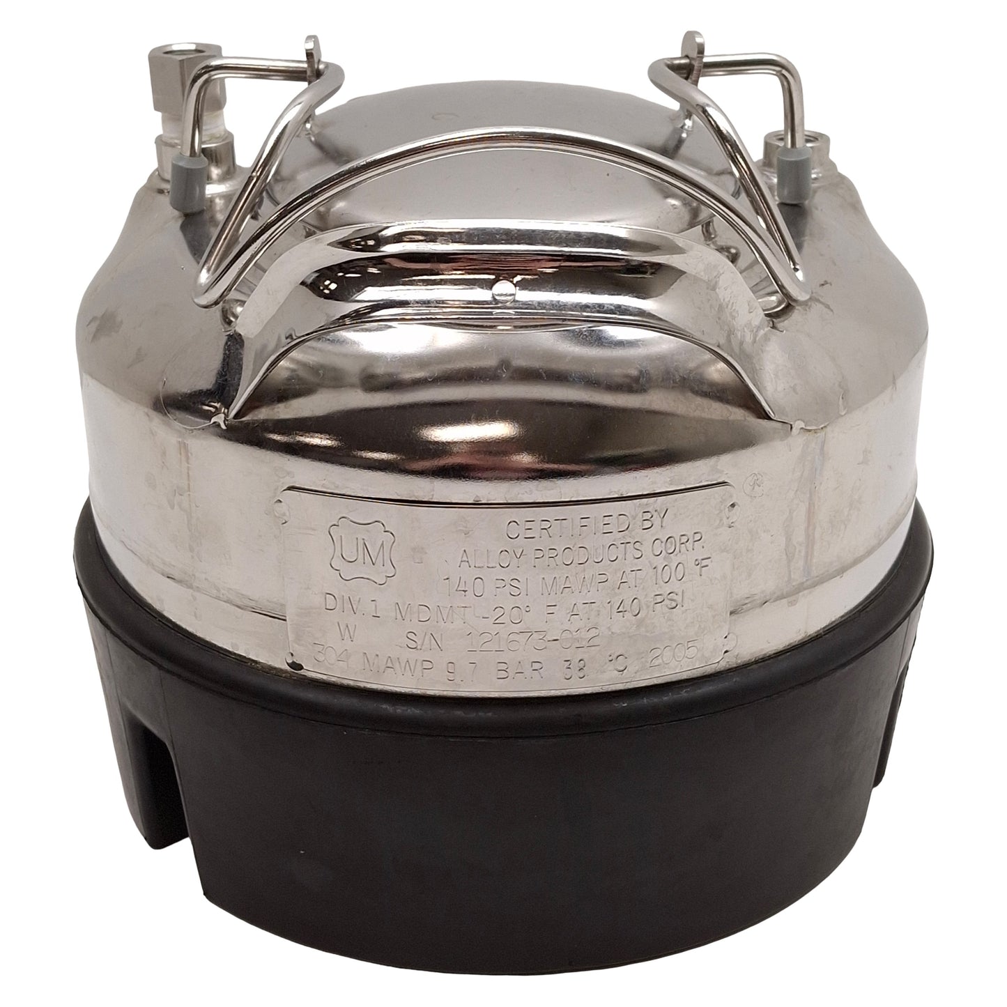 Used Alloy Products Corp General Purpose Pressure Vessel, 1gal, Electropolish, T-304
