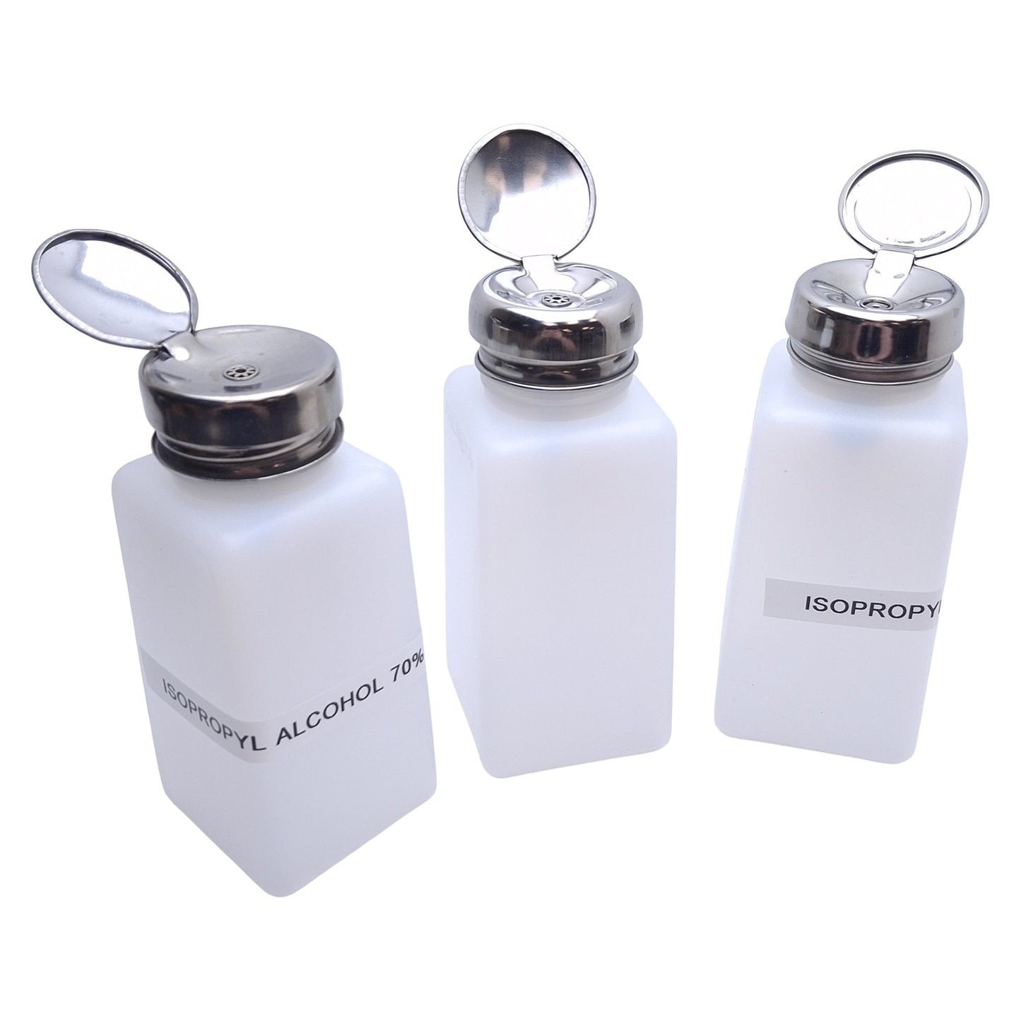 Used Lot of 3 Menda 35312 Square HDPE Bottle w/ One-Touch Pump, 8oz Capacity, 0.2cc