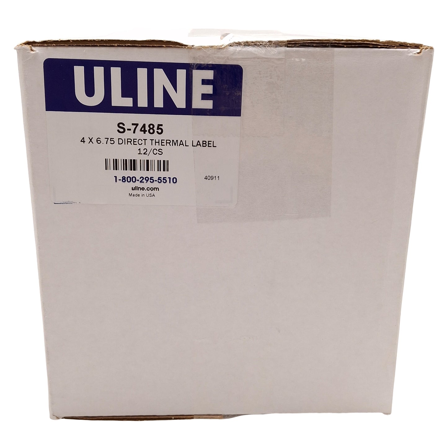 New Box of 12 ULINE S-7485 Direct Thermal Labels, 4in x 6in w/ 3/4in Tab, 245/roll